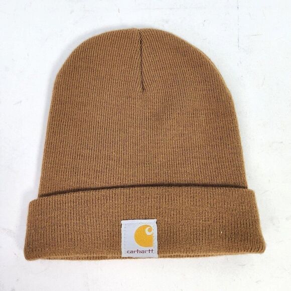 Carhartt Beanie Cap One Size Watch Hat Knit Work Wear Brown Winter Hats Beanie - Picture 1 of 3